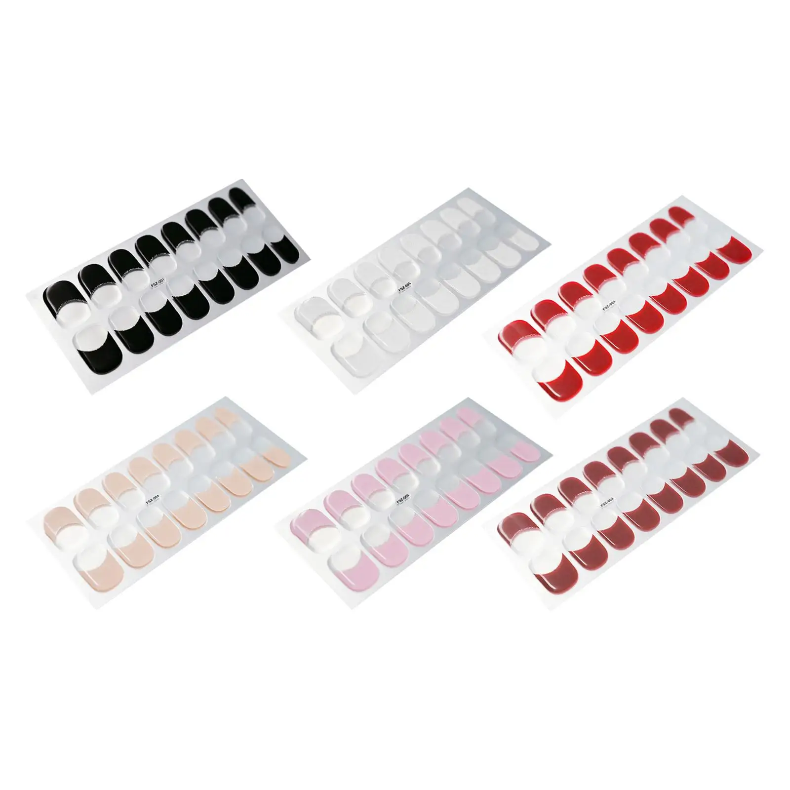 Self Adhesive Gel Nail Stickers Cute Full Cover Nail Decals Cured Manicure Strips for Professional Nail Art