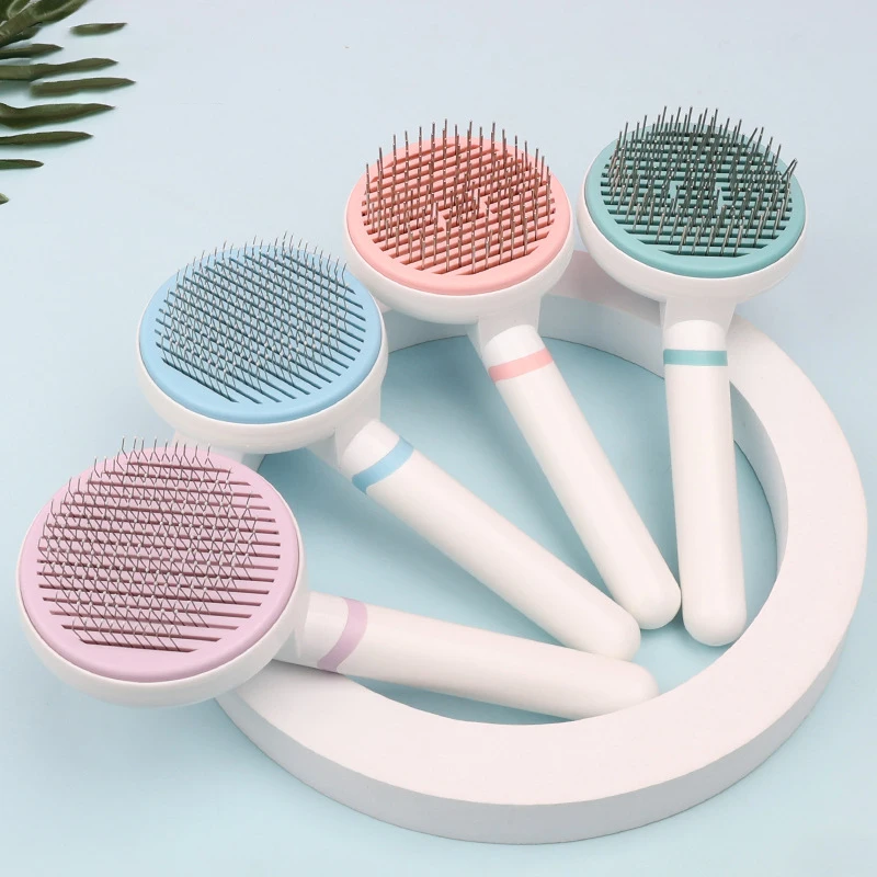 

One Click Floating Pet Cat Hair Remover Windmill Design Smooth Stainless Steel Dog Brush Pet Universal Cleaning Beauty Supplies