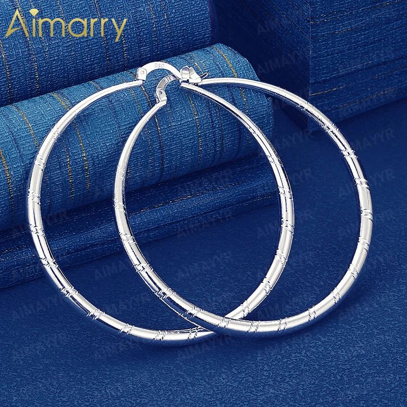Women's Bamboo Patterned Earrings, 925 Sterling Silver