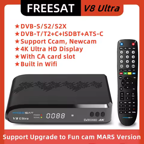 FREESAT V8 Ultra FunCam Version 4K Satellite TV Receiver,DVB-S/S2/S2X,DVB-T2/T+C+ISDBT+ATS-C,CACard Slot,MARS/CCAM/Newcam TV Box