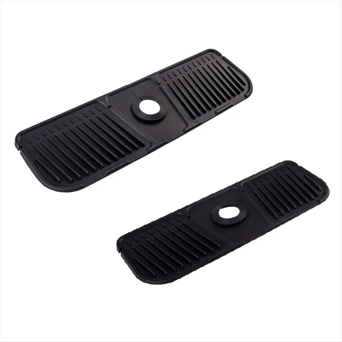 A24I 2PCS Kitchen Silicone Faucet Mat Faucet Water Catcher Mat Sink Splash Pad Countertop Protector Bathroom,Black