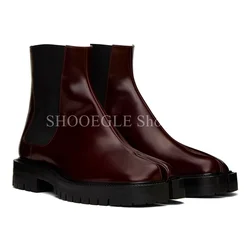 Men's Split-toe Shoes Winter Boots Retro New Style Height Increasing Ankle Boots Elastic Band Casual Boots High-top Men's Shoes