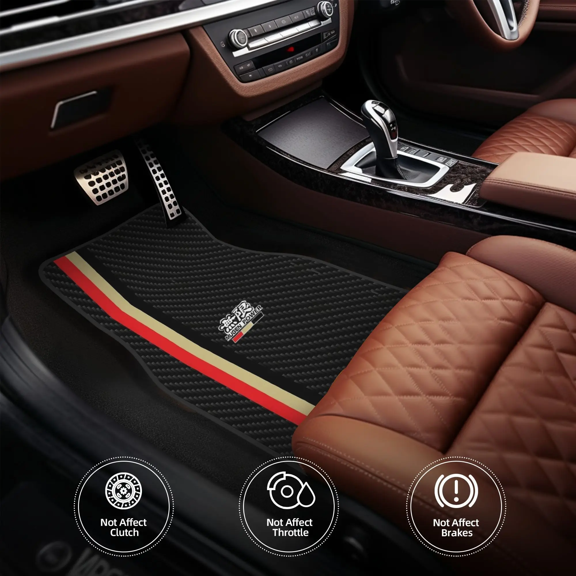 

4pcs MUGEN POWER CARBON Pattern Car Floor Mats - High-End Comfortable, Stylish & Durable Auto Accessories, Easy To Disassemble &