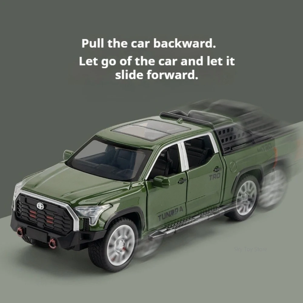 รถโมเดลจำลอง Tundra Pickup RAM Mammoth ขนาด 1:32 ทำจากโลหะผสม พร้อมเสียงและไฟ มีระบบดึงหลังเปิดประตูได้ ของเล่นเด็ก ของขวัญเซอร์ไพรส์