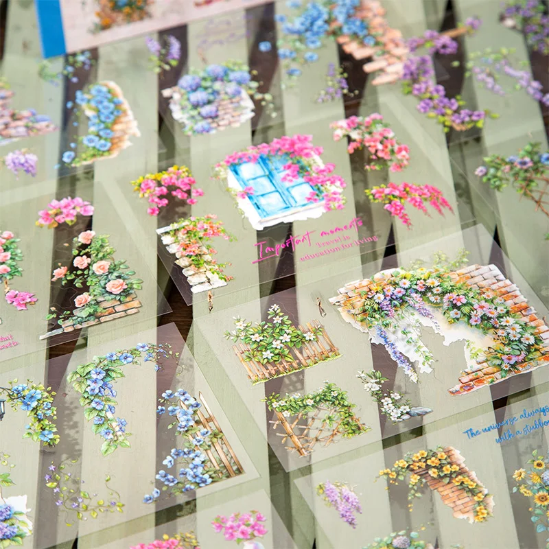 

16 шт., наклейка для ландшафтного дизайна, чутый угловой садовый столб, виноградная лоза, книжный коллаж, школьные принадлежности в европейском стиле, 130*110 мм