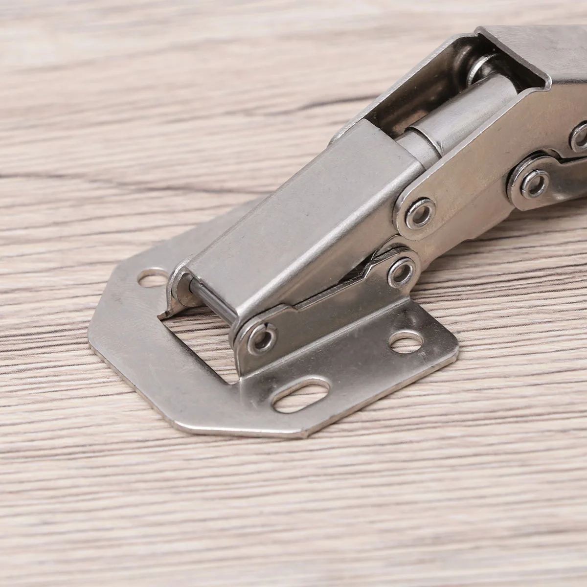 

Punch Free 4 Inch Silver Thickened Hydraulic Metal Fixed Cabinet Hinge Mute Buffer Door Hinge for Drawer Window Cupboard