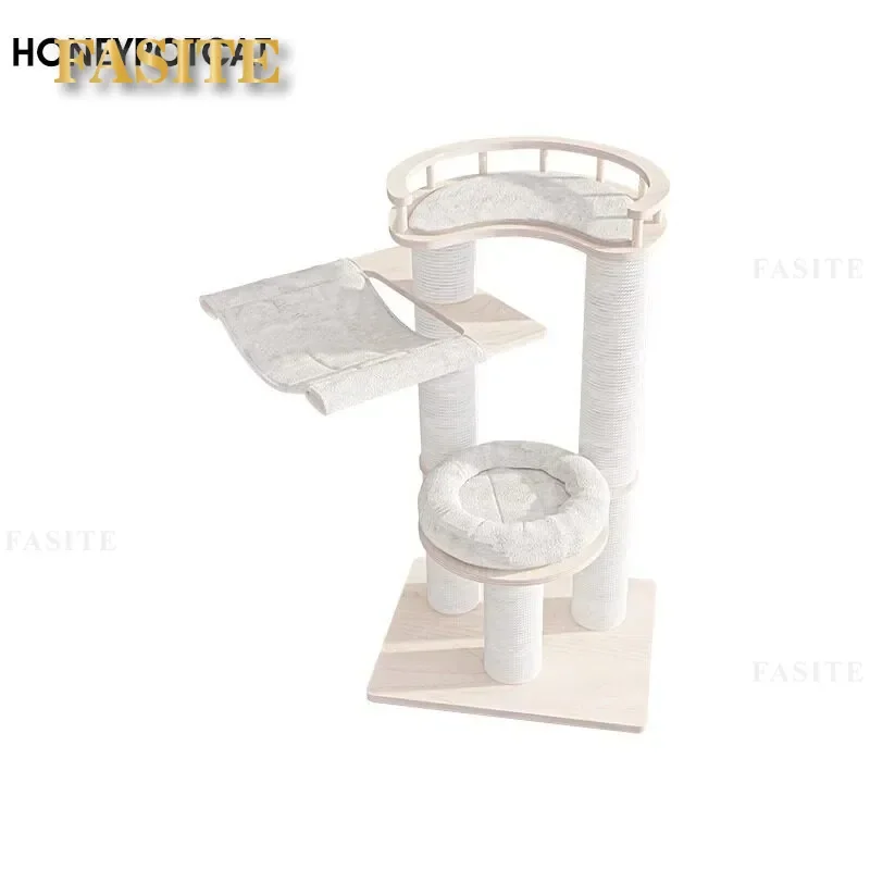 For Cat Climbing Frame Solid Birch Wood Multi-layer Board Cat Tree Nest Integrated Display Stand Furniture