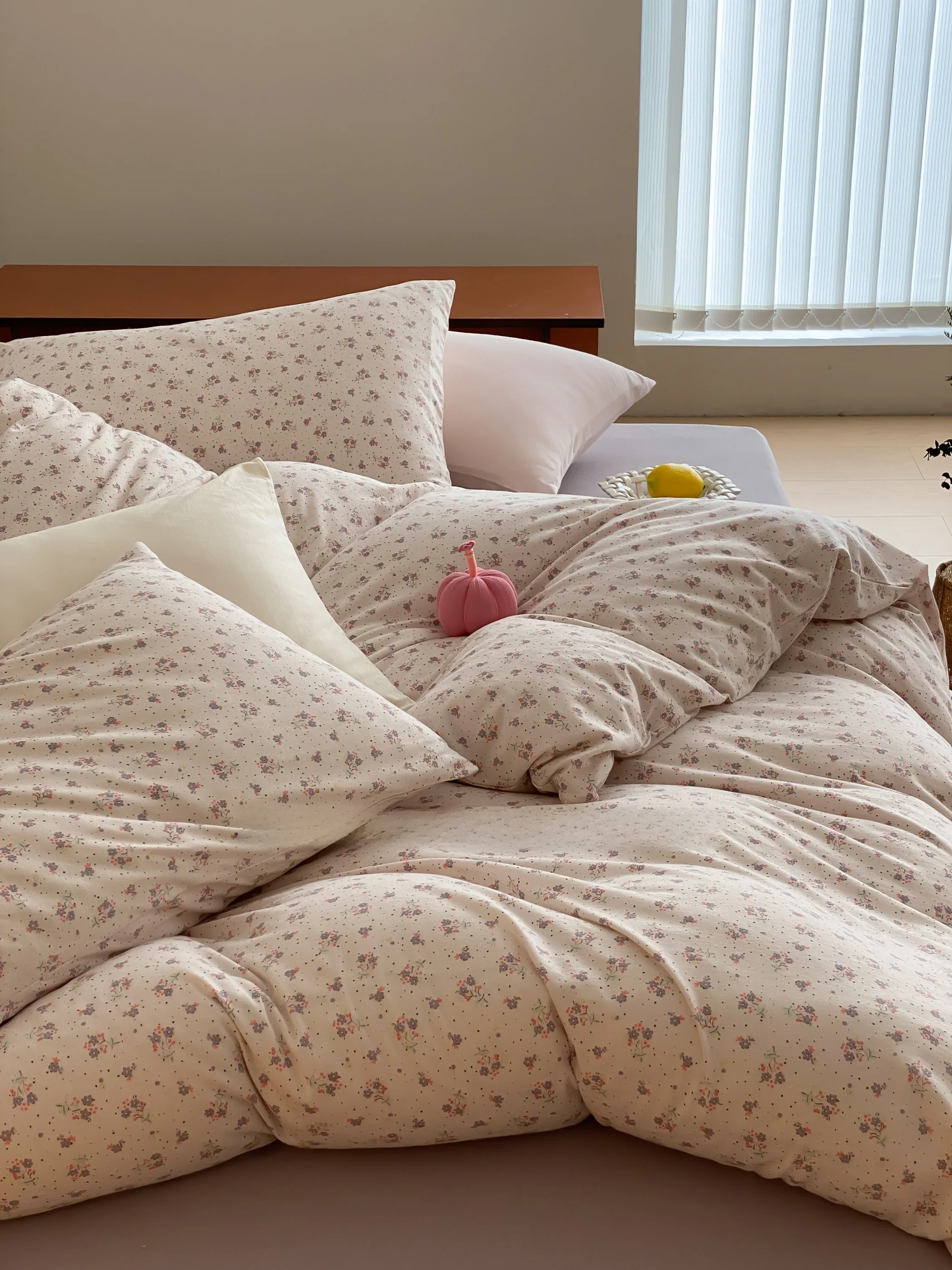 Pure Cotton Knitted Four-Piece Set Creamy Floral Princess Anne Liberty Class a Bedding Set Soft Skin-Friendly All Seasons