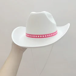 White Hat Costume Accessories Western Cowboy Hat Multipurpose Decoration Children Girls Costume Cosplay Props Decoration