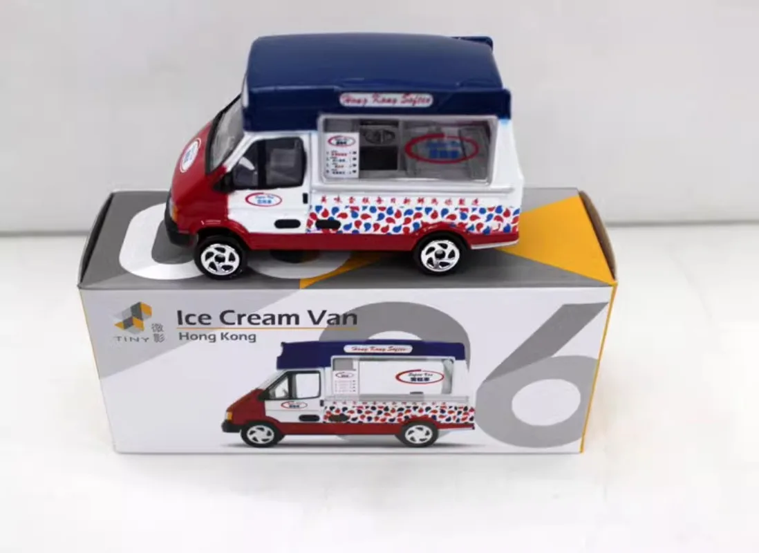 Tiny Diecast 1/64 Scale ICE CREAM VAN Car Model Alloy ICE CREAM Hong Kong Ice Cream Truck Car Model Play Vehicles Toys for Boys