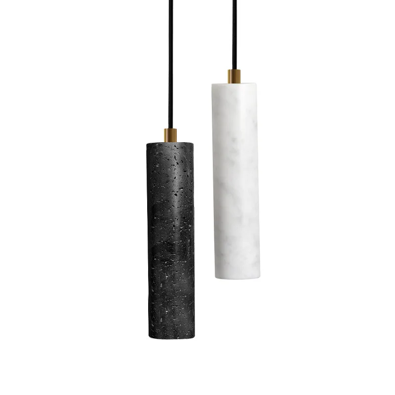 Modern Terrazzo Lamp Marble Chandelier Cylindrical Spotlight Pendant Light Restaurant Reception Marble Led Chandelier Hole Stone