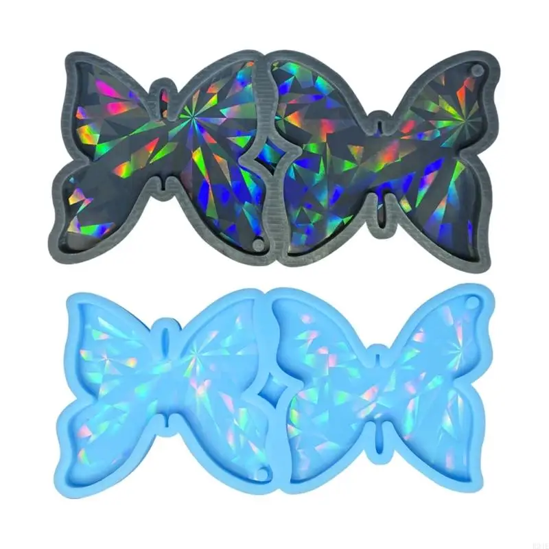 

R9JE Butterflies Light Keychain Molds Silicone Pendant Earrings Ornament Mold