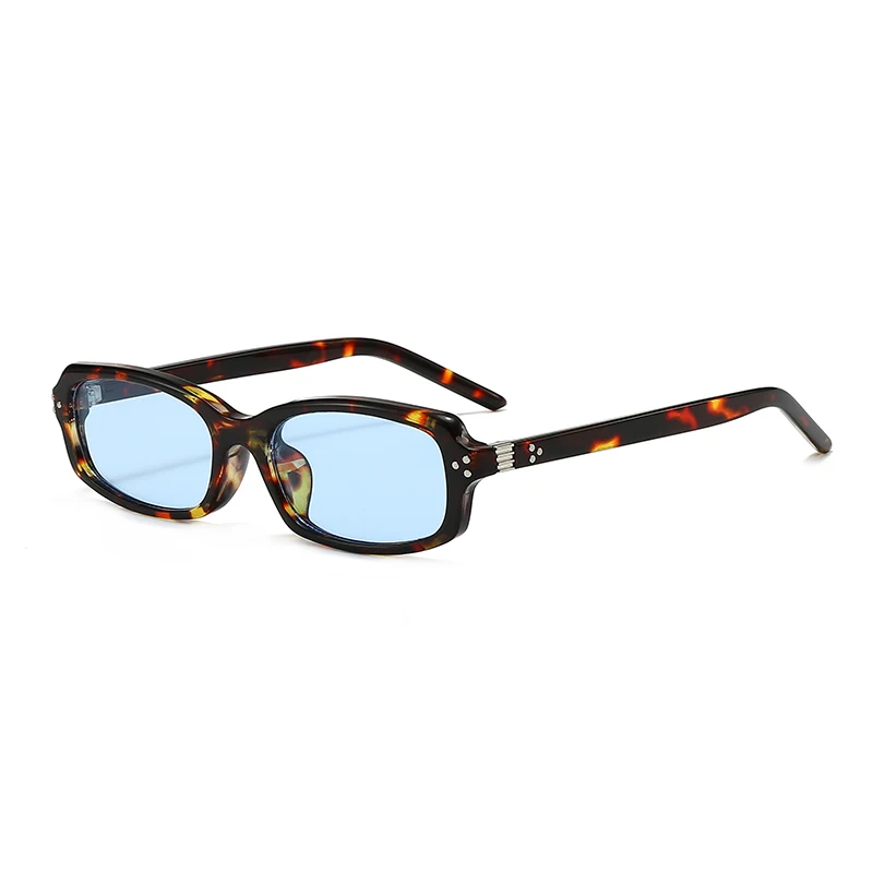 

Fashion Blue Tortoiseshell Rectangle Sunglasses Women Brand Designer Square Rivets Men Sun Glasses Shades Eyewear Female Oculos