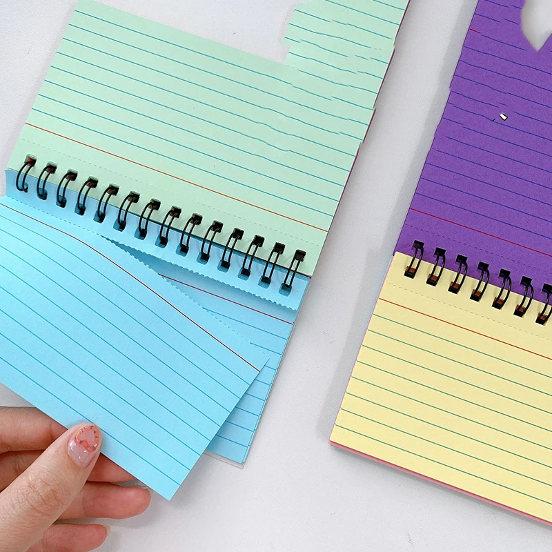 Einfache horizontale Linie Farbe Abreißkarte Karteikarte Kleines Notizbuch Spule Kreative Haftnotiz Nachricht Wortnotiz Kleines Notizbuch – Detail 8