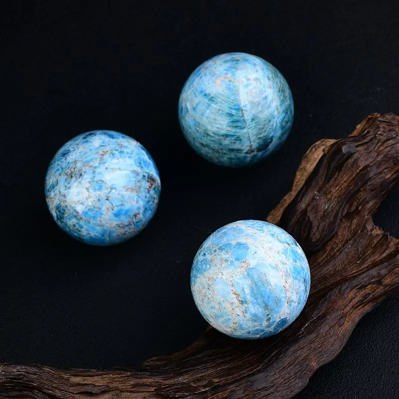 1pc 65-70MM Natural Blue Apatite Stone Sphere Crystal Reiki Ball Suitable for Furniture Decoration Ornaments