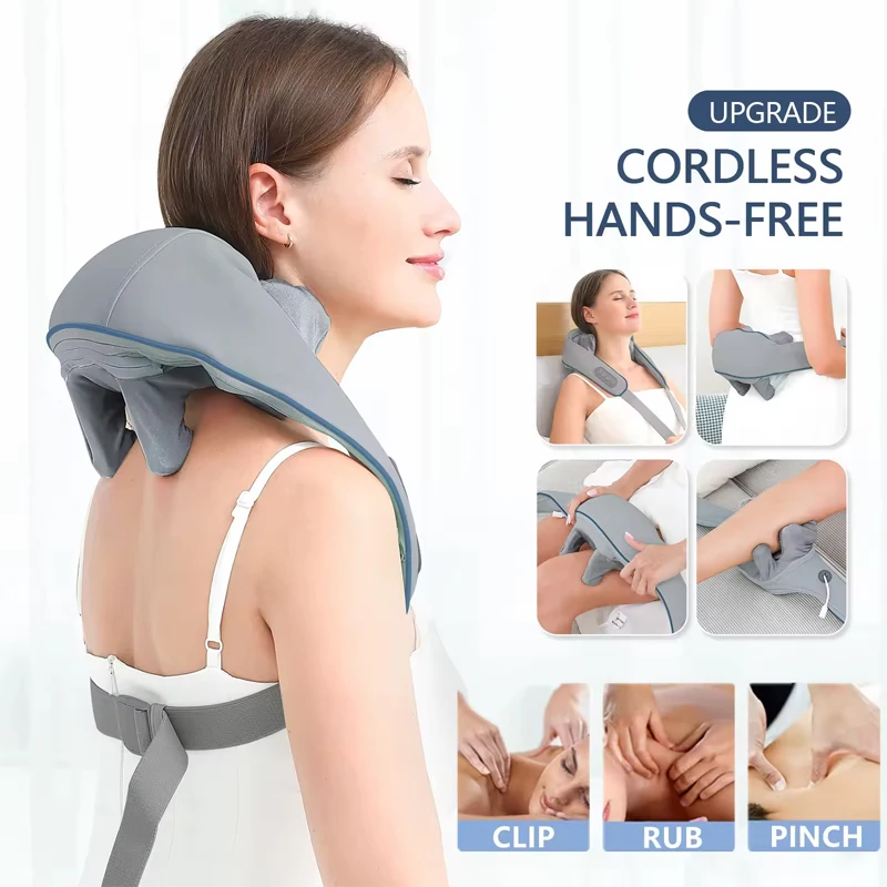 

Electric Neck And Back Massager Wireless Neck And Shoulder Kneading Massage Pillow Trapezius Neck Cervical Back Massage Shawl