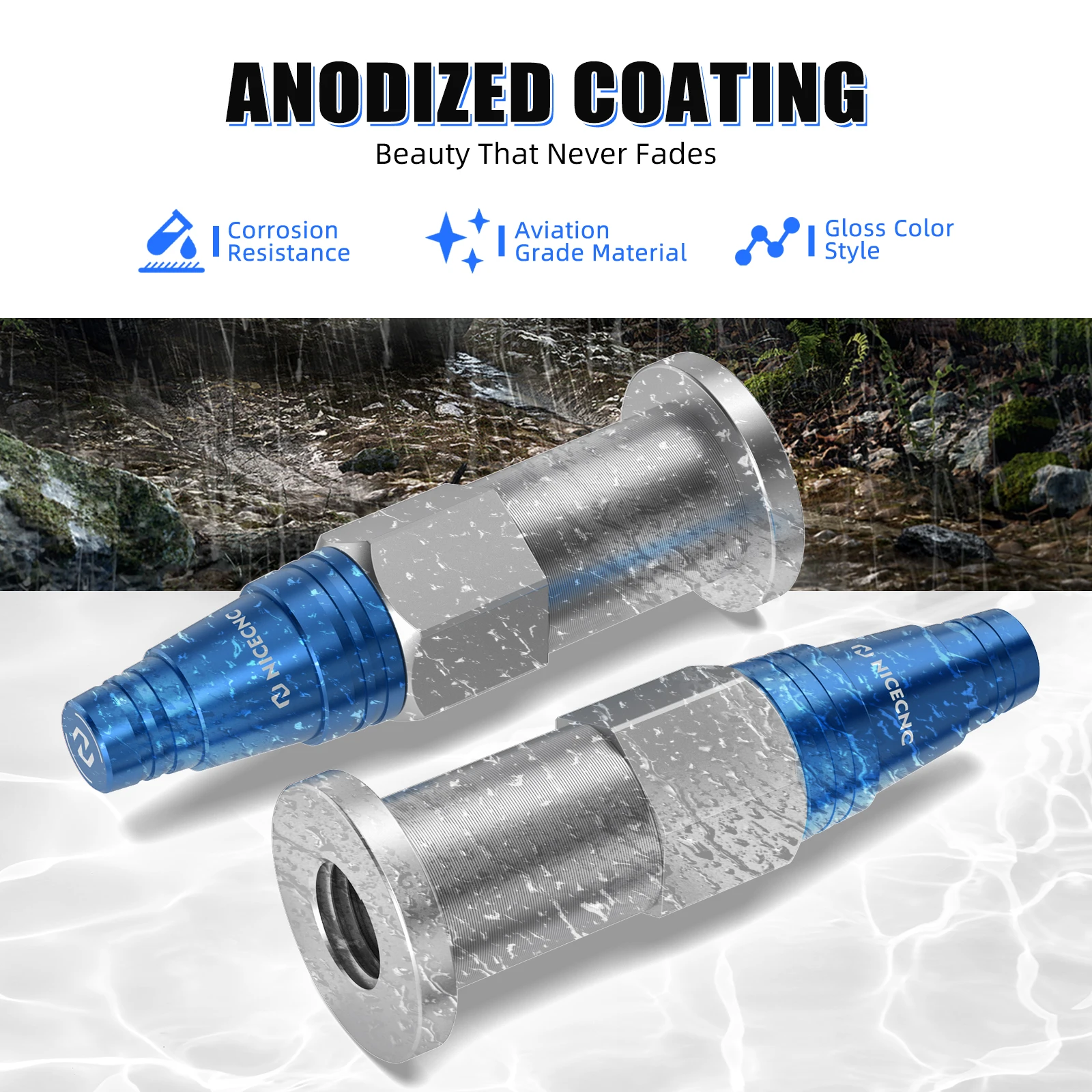 NICECNC Für Yamaha Raptor YFM 700 700R 2006-2026 10X1.25mm Spiked Wheel Lug Bulge Acorn Nuts Poliertes Aluminium ATV Zubehör – Detail 3