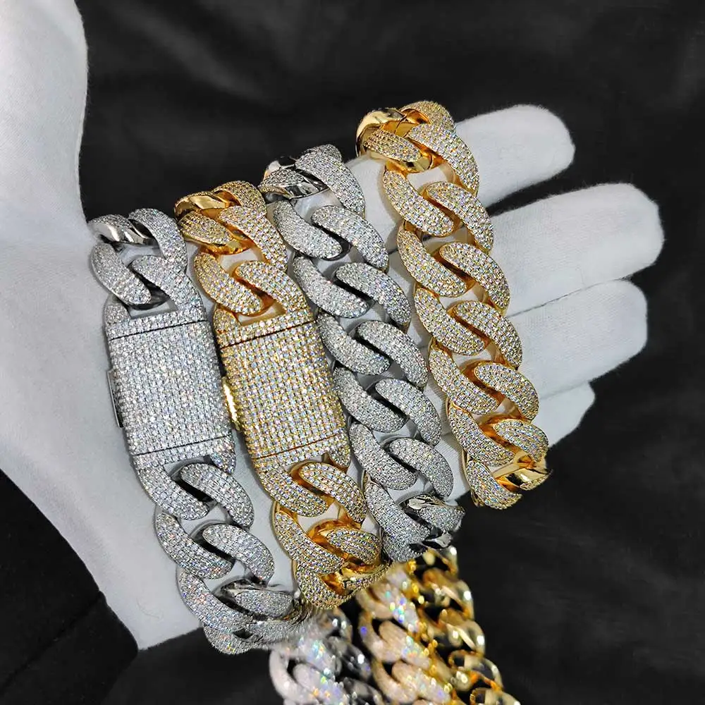 

20MM 4 Rows Bling Zircon Cuban Link Chain for Men Iced out Big Cuban Necklace Hip Hop Jewelry Boy Gift