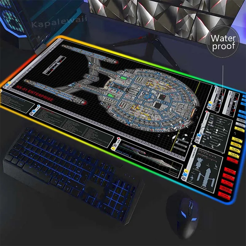 

Spacecraft RGB Mousepad Large Gaming Mousepads Luminous Universe Mouse Pads LED Backlit Keyboard Mats Waterproof Desk Soft Pad