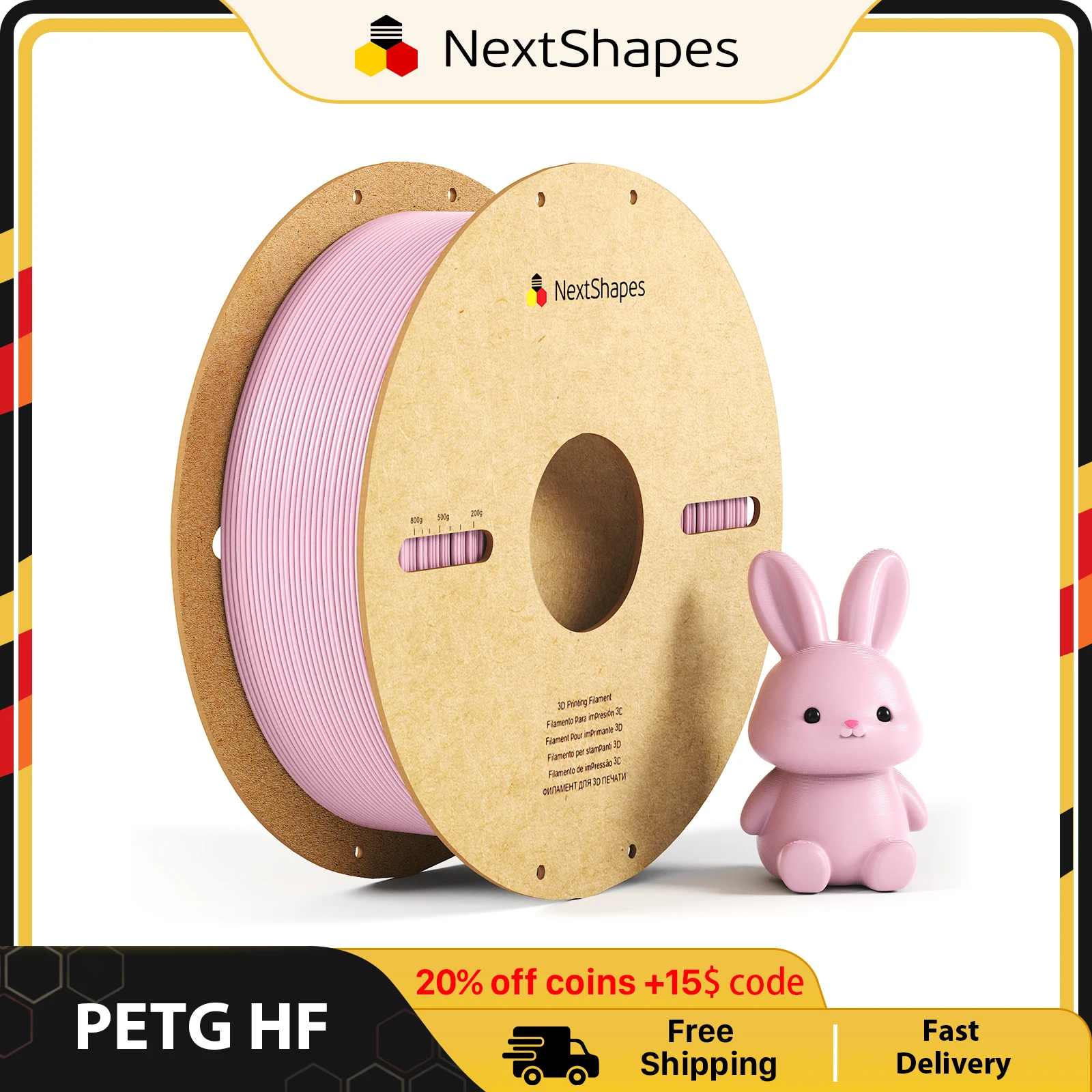 NextShapes PETG Filament 1.75±0.02mm 3D Printer Filament High Strength 1KG Spool for Bambu Lab Creality Anycubic 3D Printers