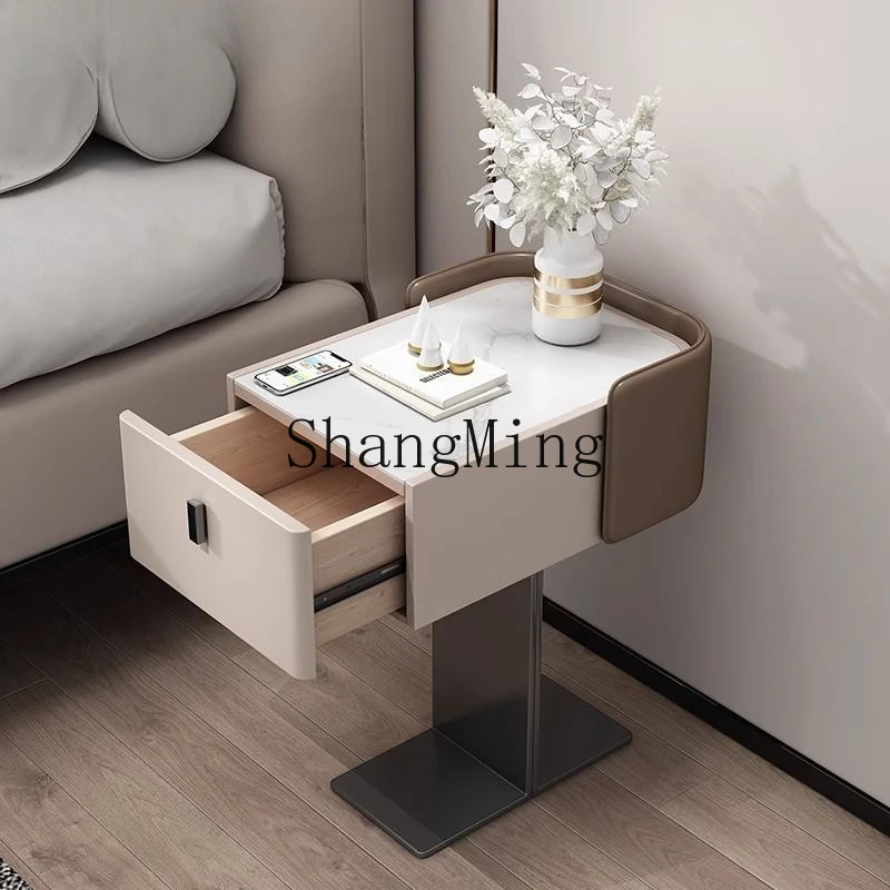 

FG storage slate ultra-narrow bedroom modern small simple solid wood light luxury household bedside cabinet