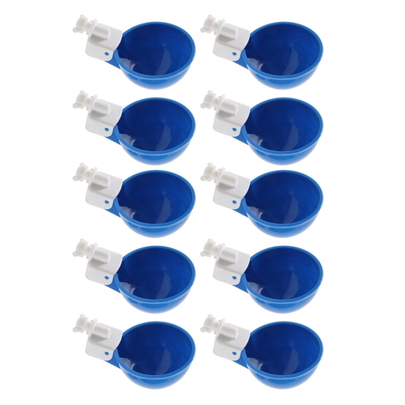 Pack Of 10 - Blue Big Automatic Chicken Water Cups - Chicken Waterer Cups Suitable For Chicken Water Kit