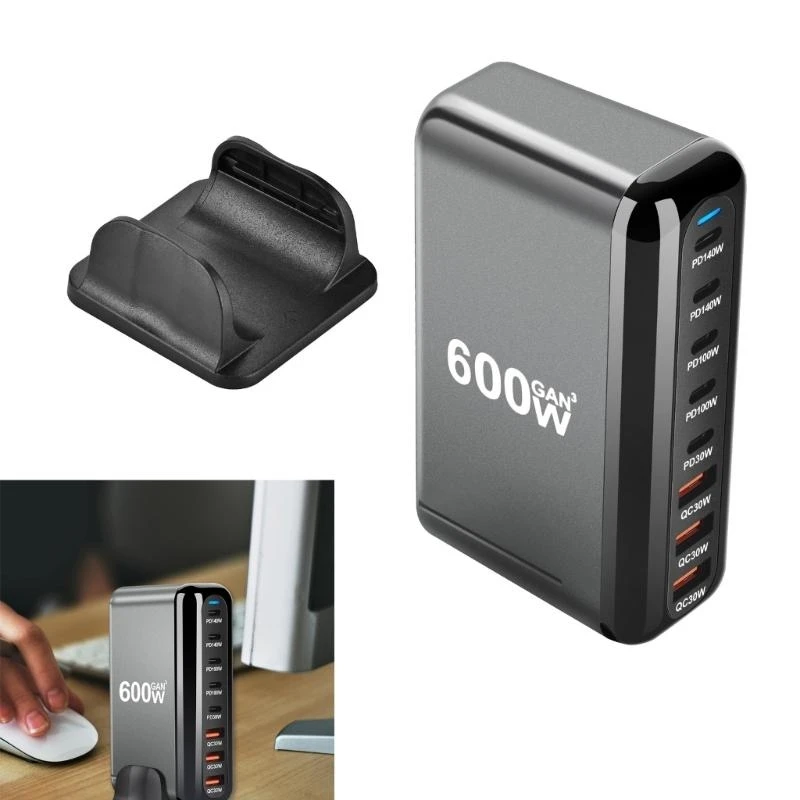 

600W GaNs Fast Charge 3.0 USB Type C Fast Chargers with 8 Port, 5C3A PD Chargers for Phones and Tablets, Portable Design 896C