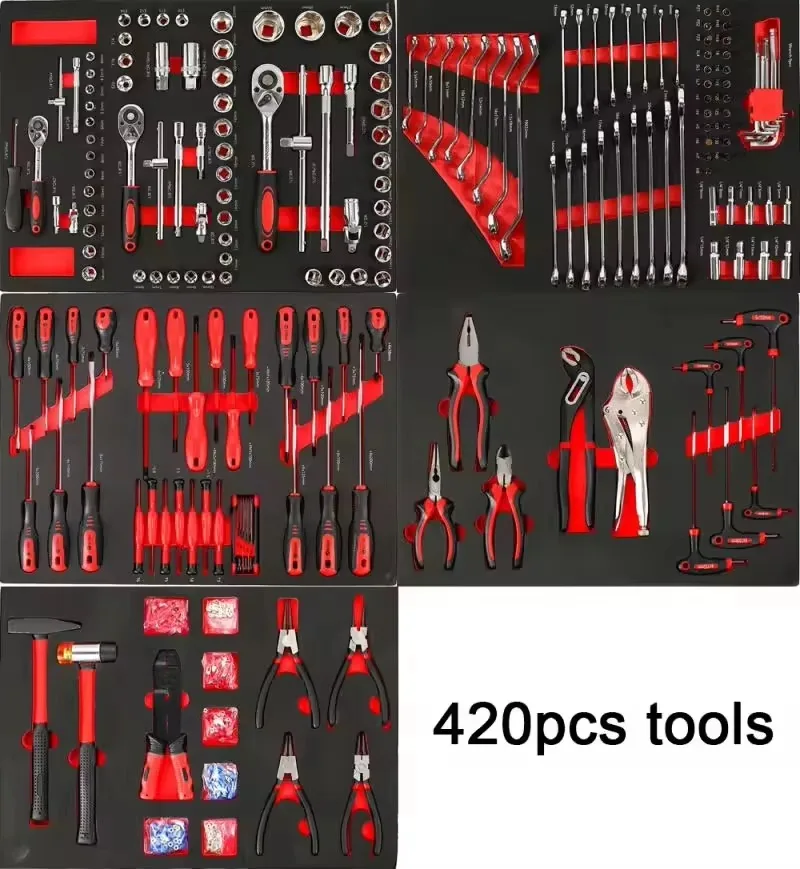 420 Pcs Heavy Duty 7-Drawer Modern Stainless Steel Tool Trolley Garage Tool Cabinet/Cart/Chest Mechanic OEM