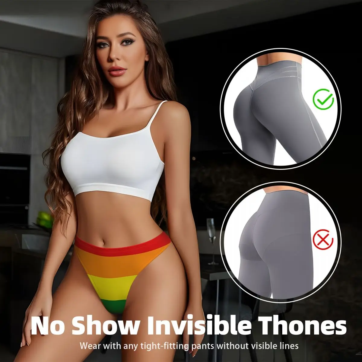 Custom Gay Pride Flag G-string Panties Sexy Breathable Women Stretch Thongs Comfort Underwear