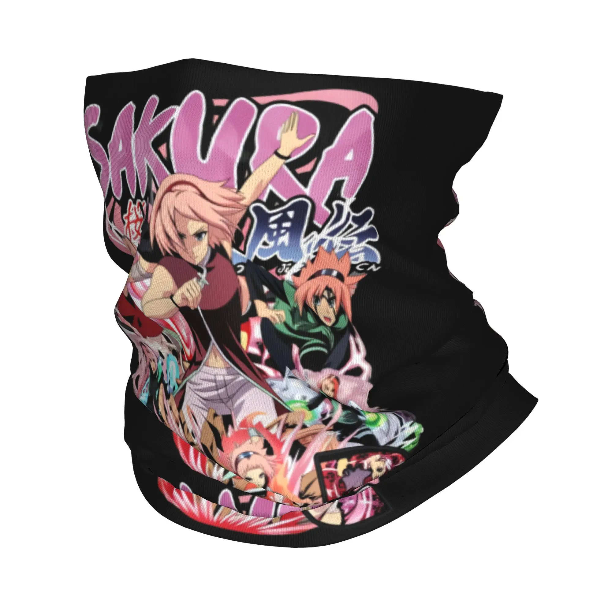 Sakura Haruno N-Naruto  Bandana Neck Gaiter Windproof Face Scarf Cover Men Women Anime  Headwear Tube Balaclava