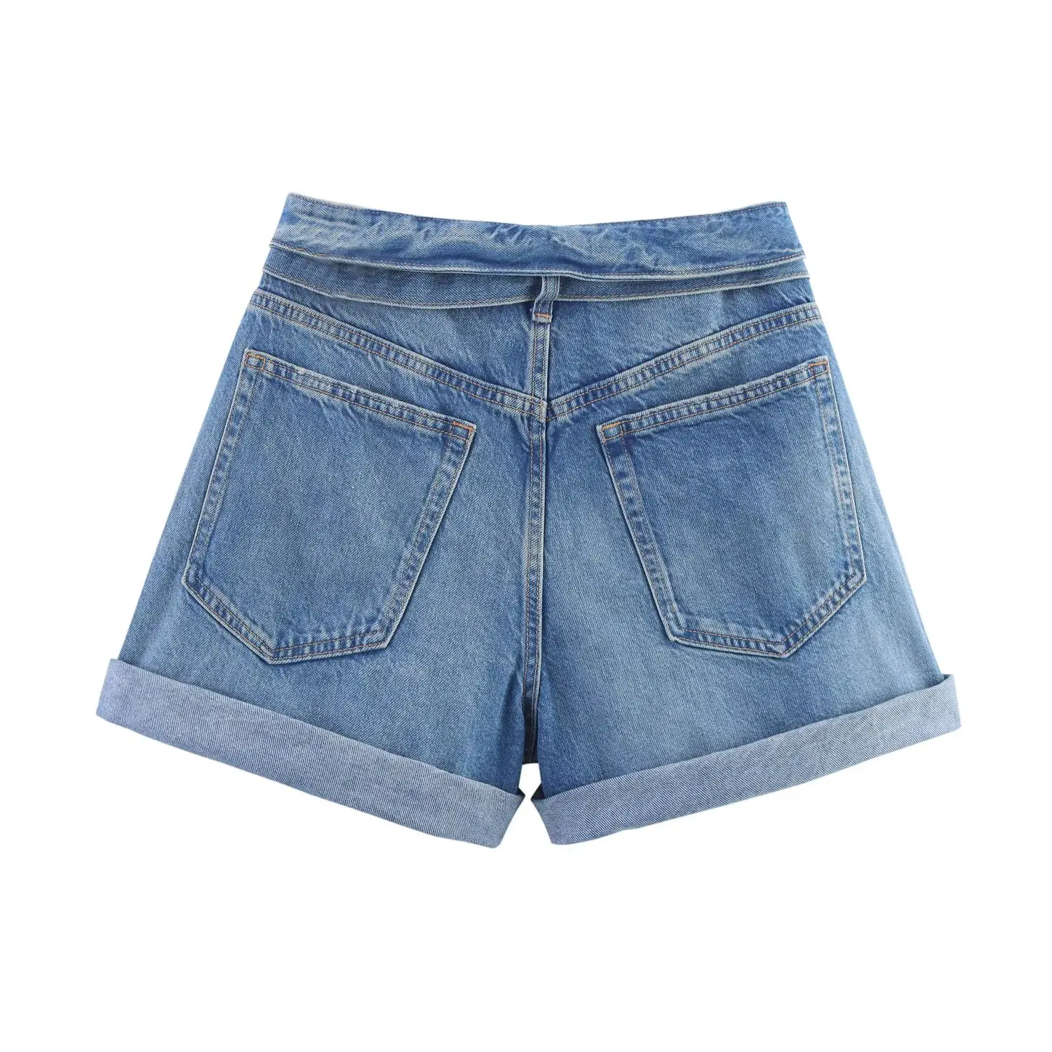 KONDALA Chic Fashion 2025 Summer Lace Denim Streetwear Pocket Woman Shorts Female Casual Streetwear Basics Mujer Mini Shorts