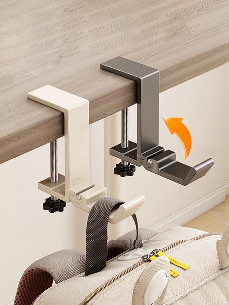 Gancho de Mesa Ajustável Sem Furos, Dobrável, Multifuncional, Removível, Suporte para Bolsa e Organizador Lateral para Mesa de Estudante