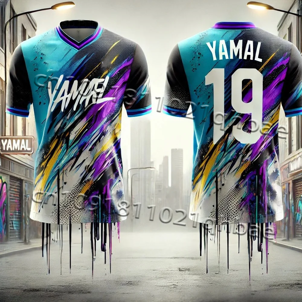 

Футбольный чат Espagne 2025 GPT с граффити и уличным дизайном Maillot De Football Yamal 19, футбольная спортивная футболка Enfant MOTO