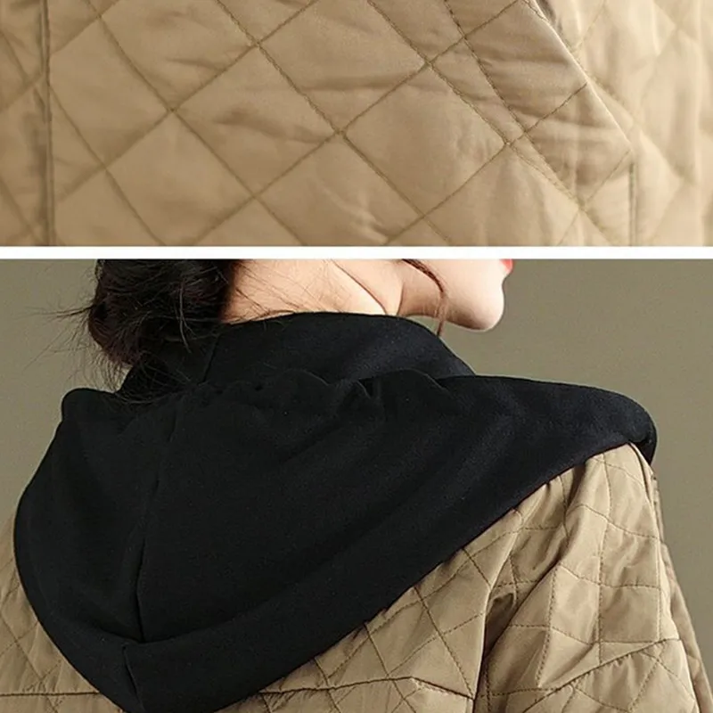 Herfst Winter Nieuwe Katoenen Korte Jas Vrouwen Parka Mode Color Blocking Capuchon Valse Twee Stukken Warme Losse Gewatteerde Jas T1671
