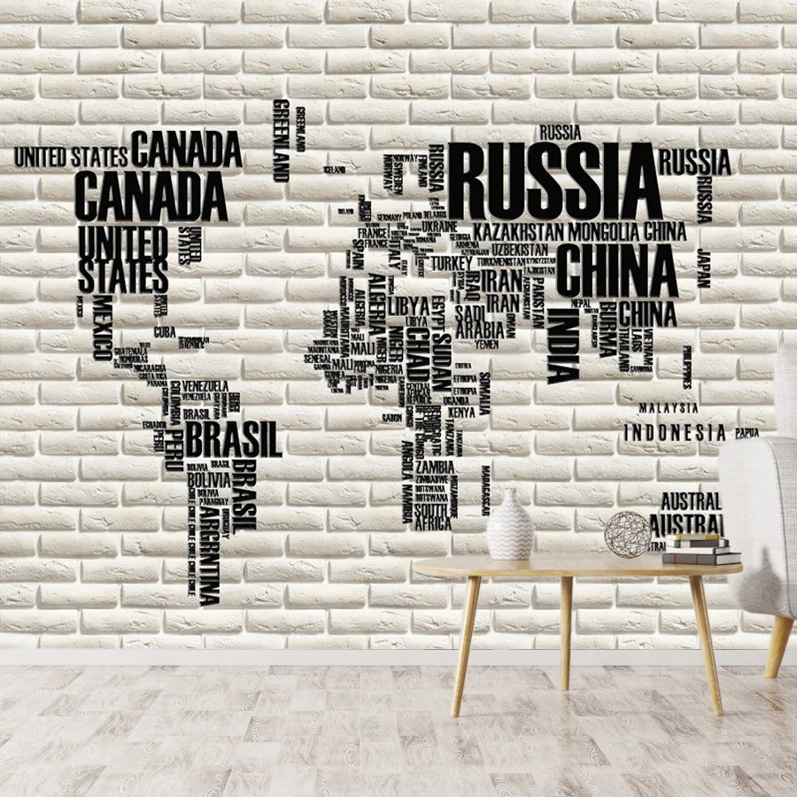 

Removable Peel and Stick Wallpaper Accept for Living Room Kids Cartoon World Map Brick Contact Wall Papers Home Decor Stickers