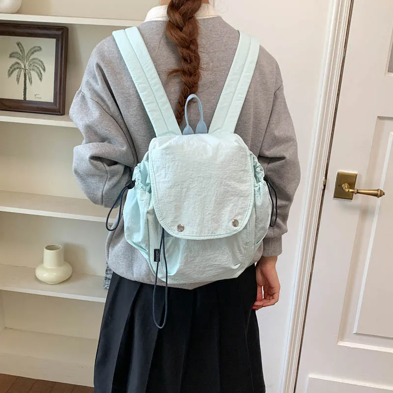 Korean StyleinsMinimalist style backpack for women, lightweight, mini, made of nylon canvas, suitable for travel and school, Jap