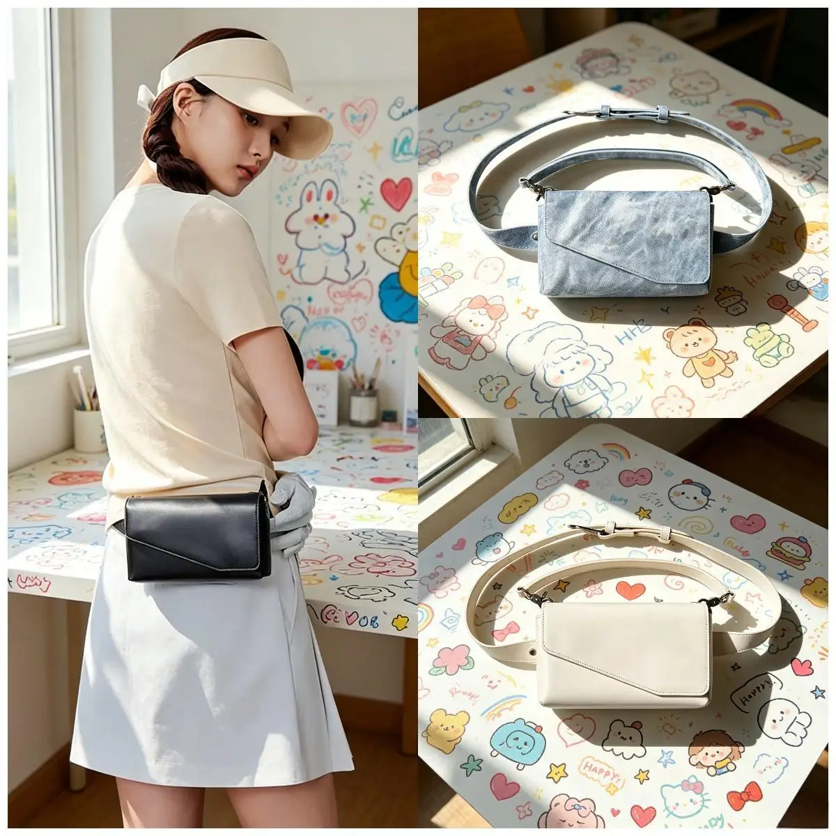 

Women's Slim Golf Waist Bag, Fashion Versatile Casual Sports Fanny Pack, Portable Waist Pouch 29 x 7 x 18 cm