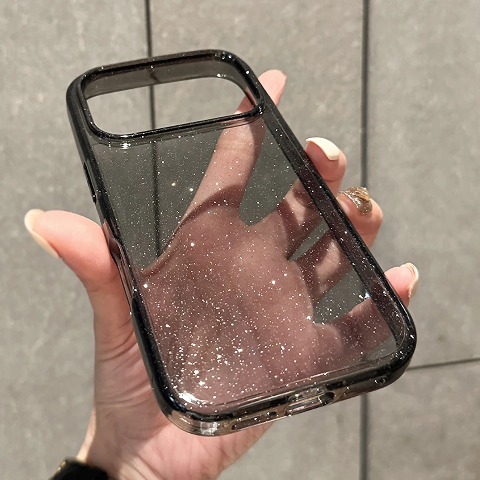 Funda de lujo con brillantina transparente para iPhone 11 12 13 14 15 16 17 Pro Max Plus Air, silicona suave, cubierta protectora con borde 6