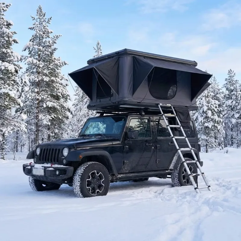 SUV Pickup Roof Tent Hard Shell Foldable Waterproof Rooftop Camping Tent Outdoor 2-3 Person 4-Season Double Layer Automatic