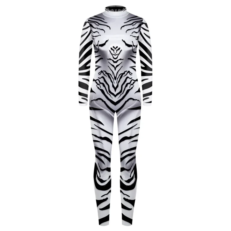 Boys Girls 3D Digital Animal Zebra Stripe Printing Bodysuit Children Punk Robot Jumpsuit Kids Halloween Cosplay Costumes CMM501