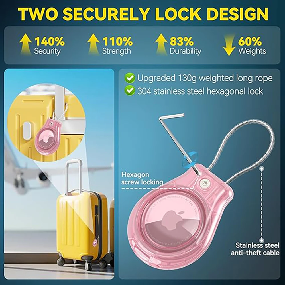 GITFOS водонепроницаемый чехол AirTag для Apple Airtags, держатель для ключей со стальной проволокой, анти-потерянный чехол для багажа, рюкзака, ключей