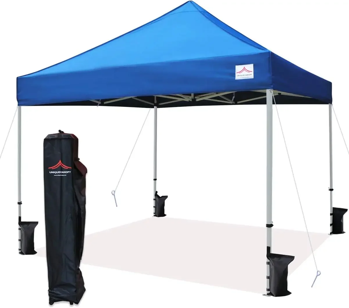 10'x10' Pop Up Canopy Tent Commercial Instant Shelter with Heavy Duty Roller Bag, 4 Canopy Sand Bags, 10x10 FT Blue