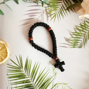 1Pc Handmade Christian 33 knot Orthodox Greek Omboskoini Prayer Rope Protection Blessing Cross Charm Tassel Car Hanging Charm 6 best sales greek orthodox cross - №1