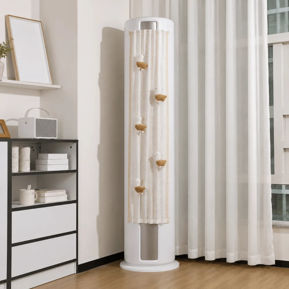 Linen Cotton Wind Shield Curtain Anti-direct Wind Hanging Design Anti Draft Cover Washable Hanging AC Curtain