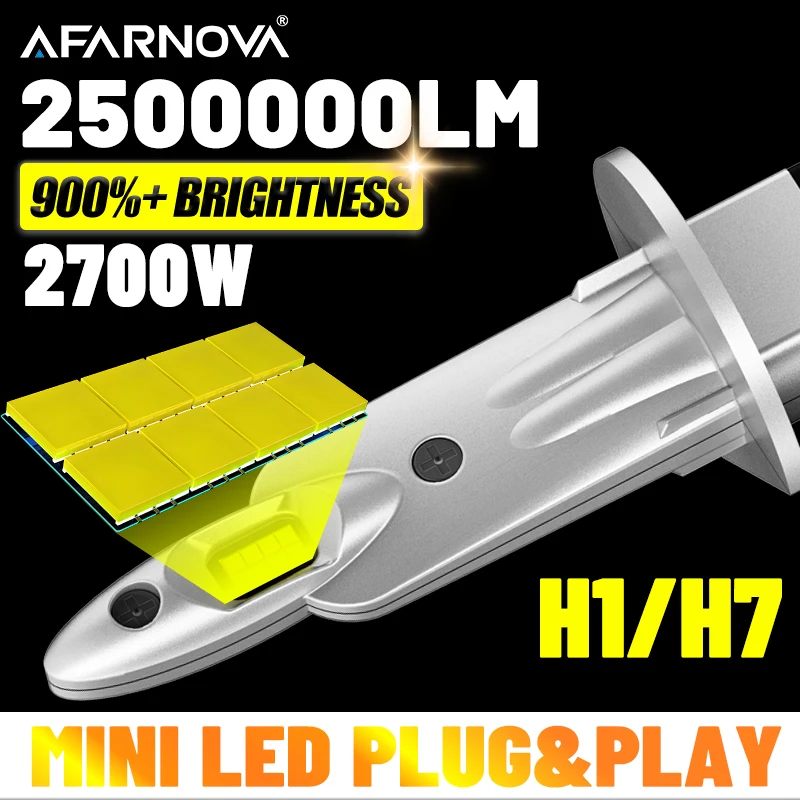 

Мини H1 LED H7 Лампы для фар 2700 Вт 2500000LM 8197 CSP для автомобильных фар Бевентиляторный свет Автодиодные противотуманные фары 12 В 6500 К Автомобильные