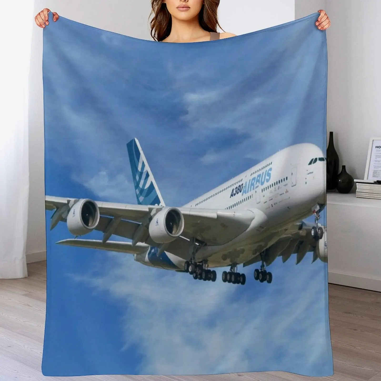 

Airbus A380 Throw Blanket Cozy Light Blanket for Travel Camping Picnic