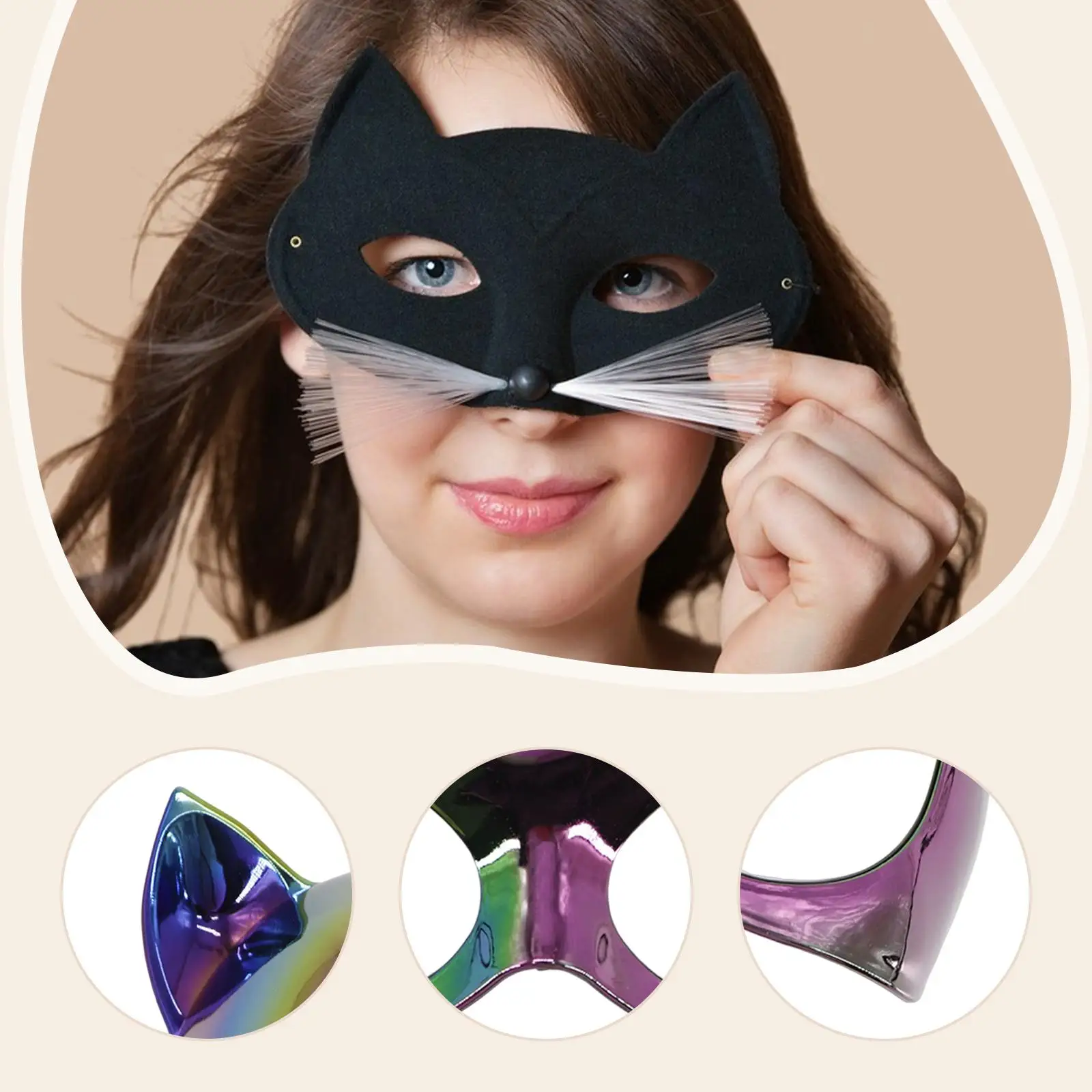 قناع القطط غطاء الوجه حفلة تنكرية للقطط لعيد الميلاد والنوادي الليلية والهالوين #5