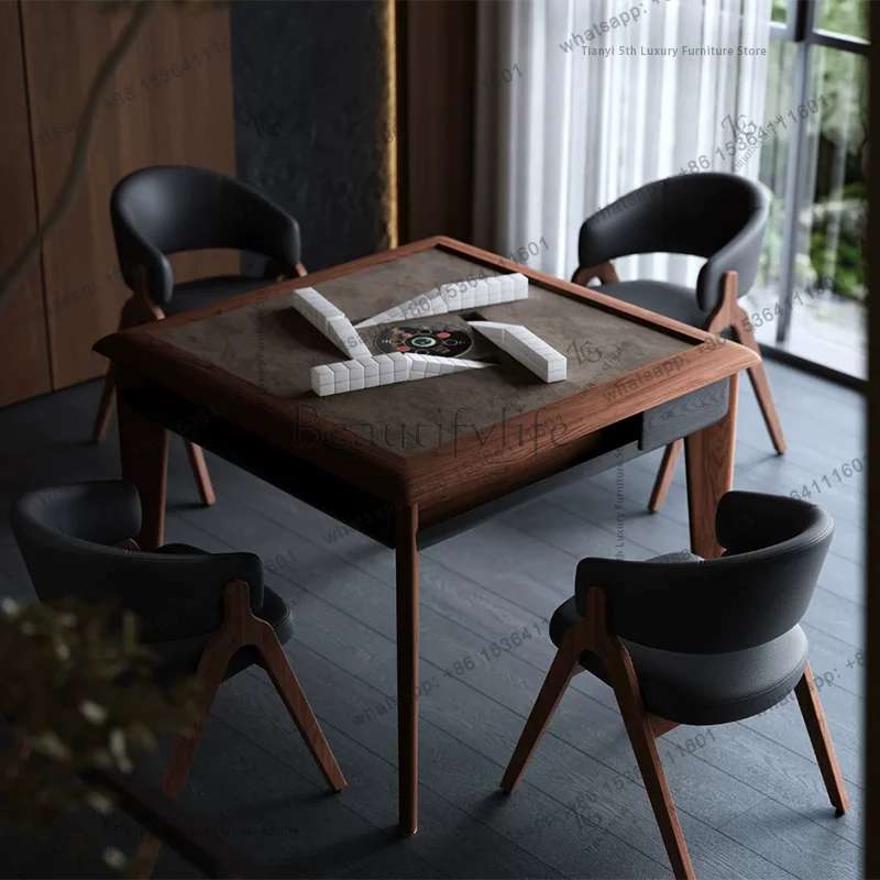 Nordic Retro Solid Wood Mahjong Table Modern High-end Automatic Shuffling Silent Mahjong Machine Home Furniture طاولة طعام FYMT