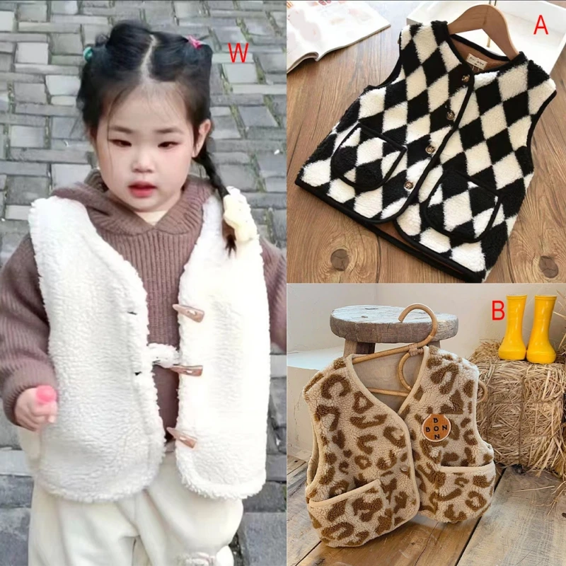 Boys Girls Warm Fleece Vest Sweater Button Down Sleeveless Jacket for Toddler Kids