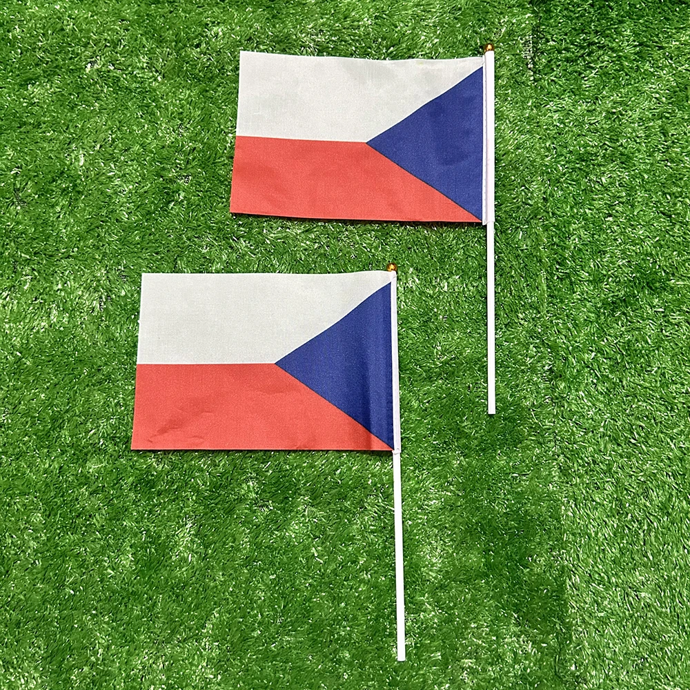 (SKY FLAG) Tschechische Handflagge, 10/20/50 Stück, 21 x 14 cm, tschechische Handflaggen zum Schwenken, mit Kunststoffstange, für Sportveranstaltungen und zur Dekoration im Haus. – Detail 3
